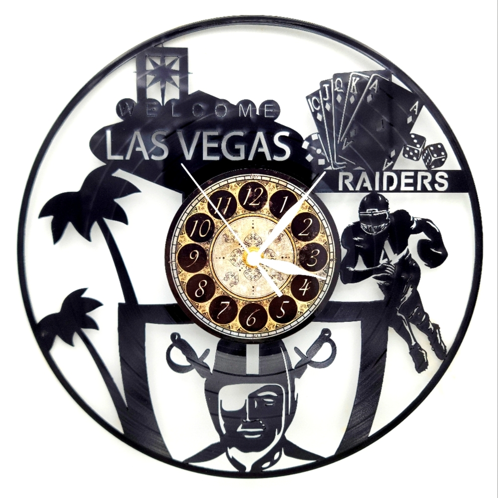 LAS VEGAS RAIDERS vinyl record clock